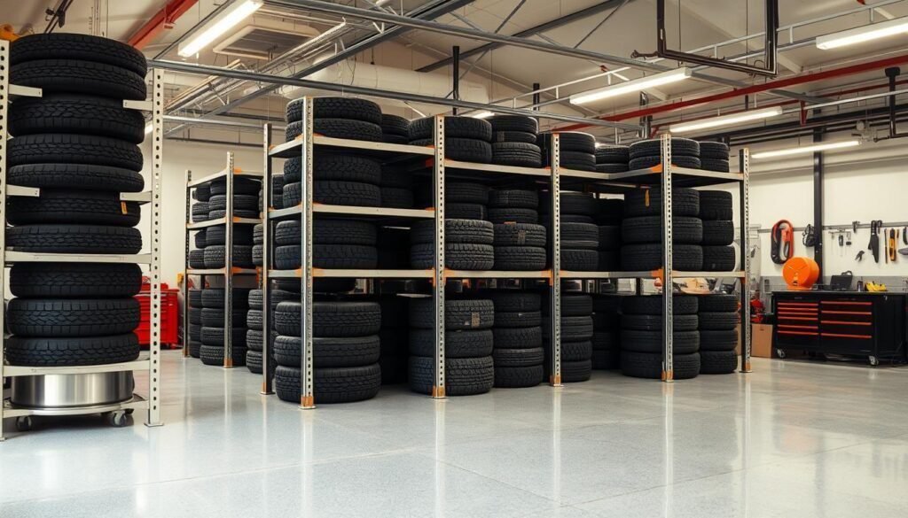 Tire racked storage